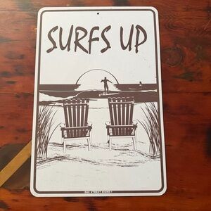 Surfs Up Aluminum Novelty Sign 18” X 12” - Beach Chairs - Seaweed Surf Company